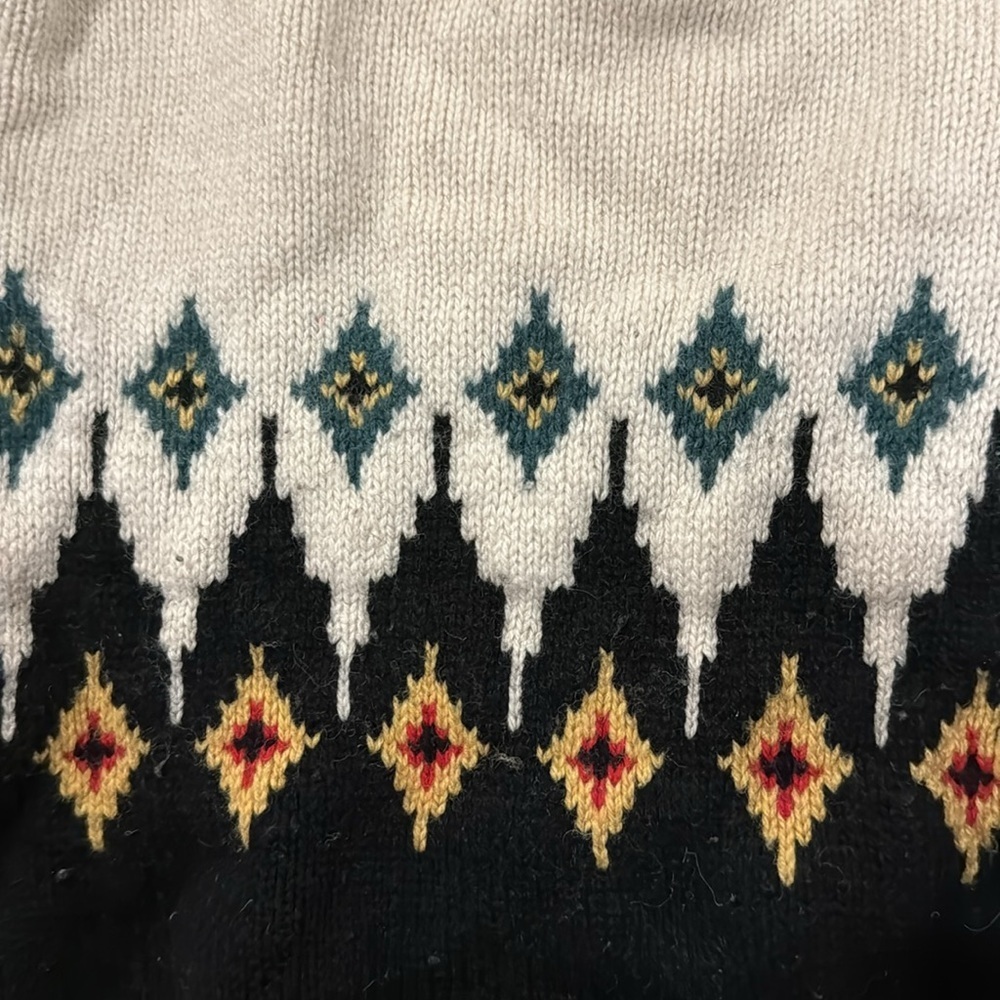 Mockneck lambs wool jacquard warm knit sweater size 5T - Picture 2 of 4
